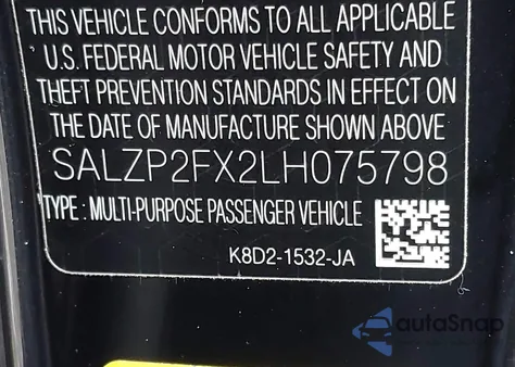 2020 Land Rover Range Rover Evoque Se from USA, damaged, VIN SALZP2FX2LH075798